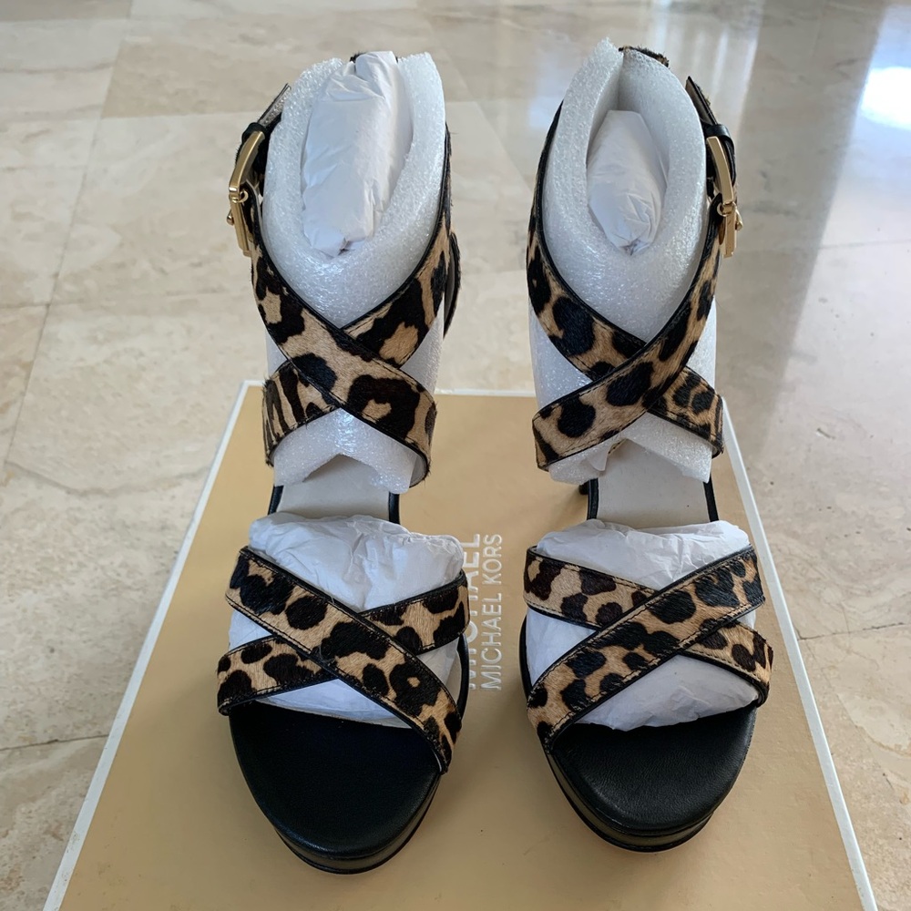 Michael Kors Women's Evie Platform Heel Sandals - Animal Print 🐯
